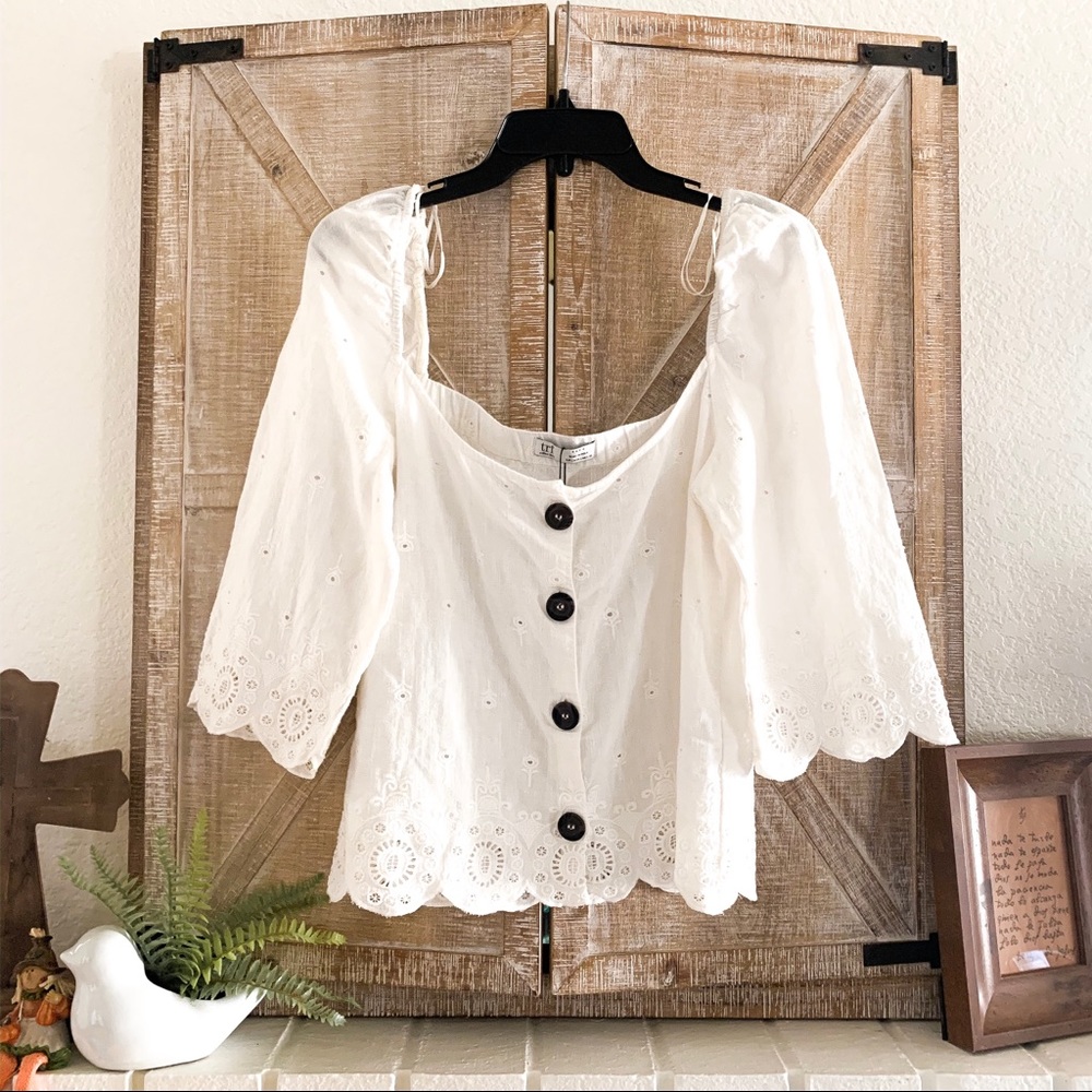 ZARA White Lace Crochet Off Shoulder Blouse
